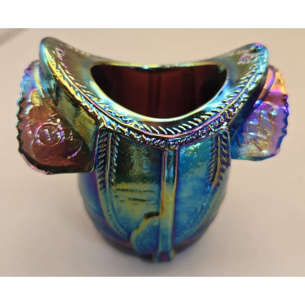 Vintage Toothpick Holder Ohio Summit Art Glass Event , Saddle On A Barrel 1972